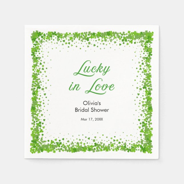 St Patricks Day Lucky in Love Bröllopsdusch  Pappersservett (Framsidan)