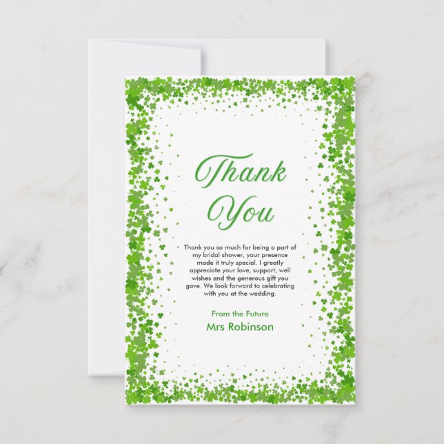 St Patricks Day Lucky in Love Bröllopsdusch  Tack Kort (Framsida)