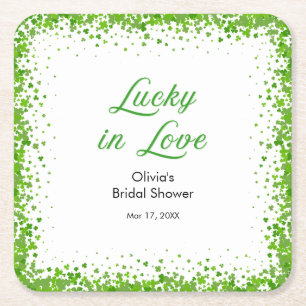 St Patricks Day Lucky in Love Bröllopsdusch Underlägg Papper Kvadrat