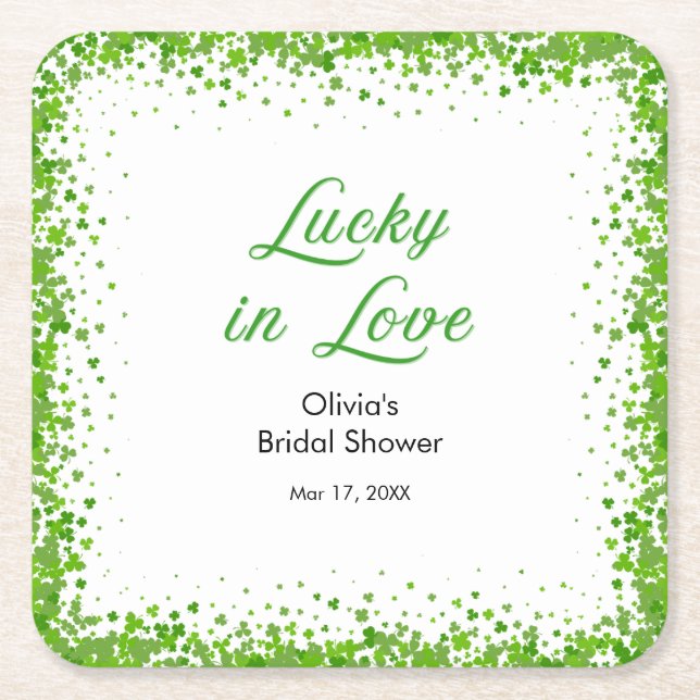 St Patricks Day Lucky in Love Bröllopsdusch  Underlägg Papper Kvadrat (Framsidan)
