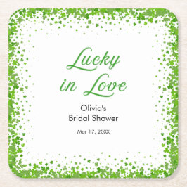 St. Patrick's Day Lucky in Love Bröllopsfest  Underlägg Papper Kvadrat