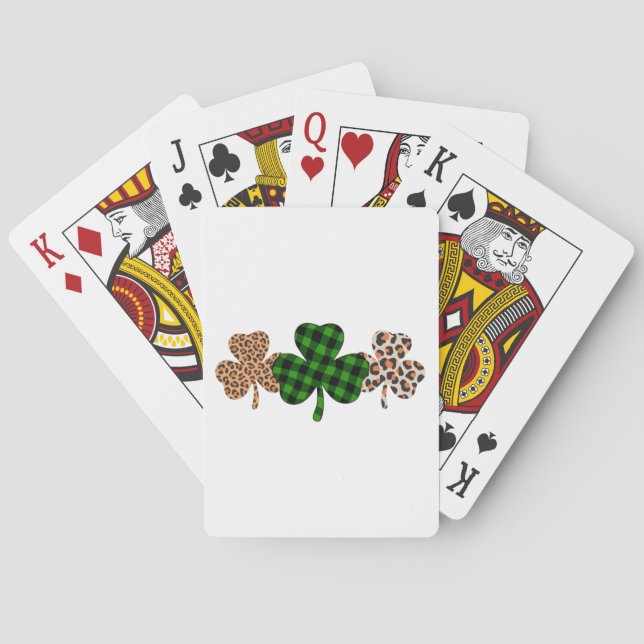 St Patricks Day Lucky Irish Grön Plaid Shamrock  Casinokort (Baksidan)