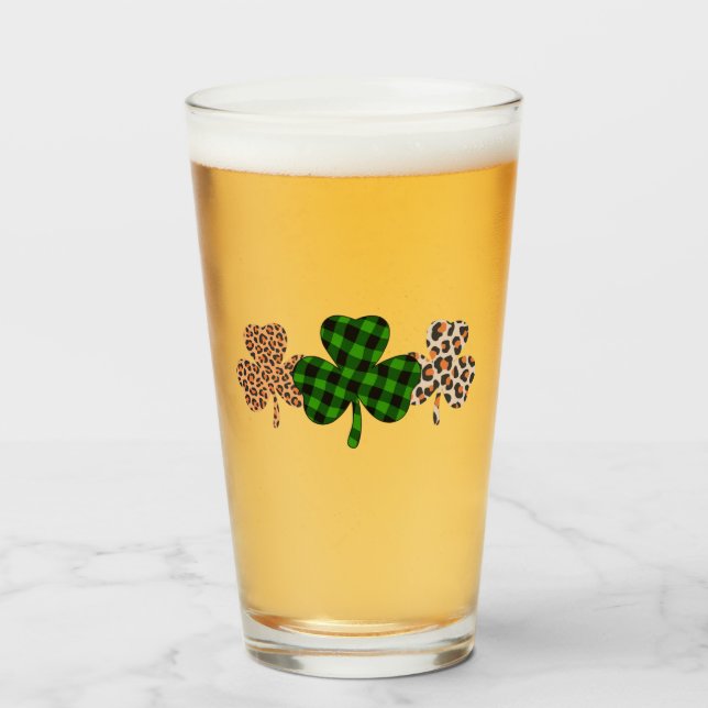 St Patricks Day Lucky Irish Grön Plaid Shamrock  Glaskopp (Framsida fylld)