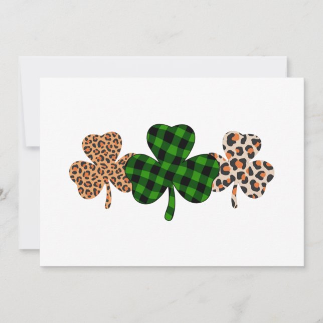 St Patricks Day Lucky Irish Grön Plaid Shamrock  Inbjudningar (Framsida)
