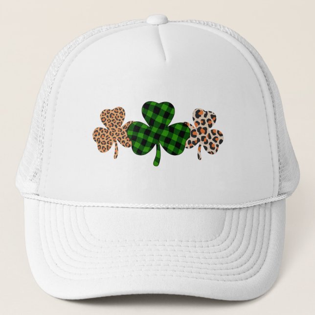 St Patricks Day Lucky Irish Grön Plaid Shamrock  Keps (Framsida)