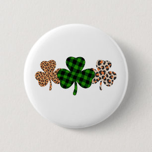St Patricks Day Lucky Irish Grön Plaid Shamrock Knapp