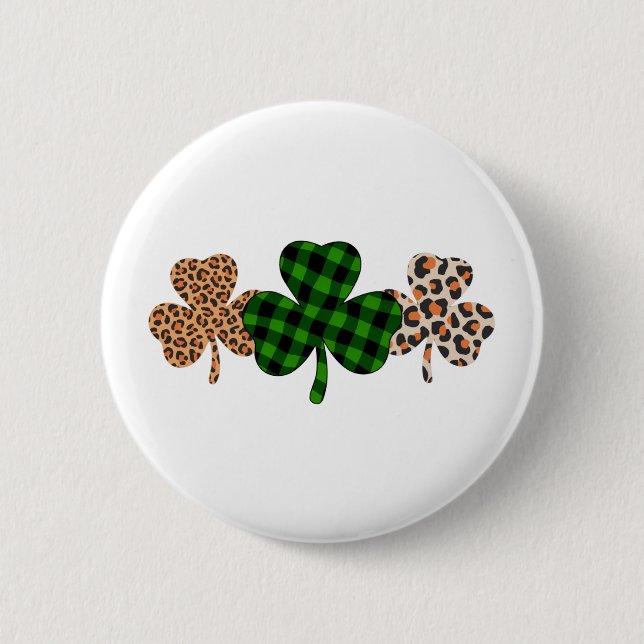 St Patricks Day Lucky Irish Grön Plaid Shamrock  Knapp (Framsida)
