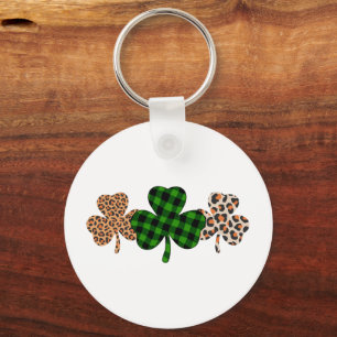 St Patricks Day Lucky Irish Grön Plaid Shamrock Nyckelring