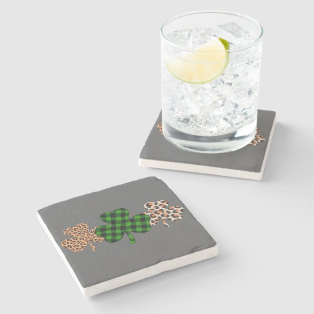 St Patricks Day Lucky Irish Grön Plaid Shamrock  Stenunderlägg (Sidan)