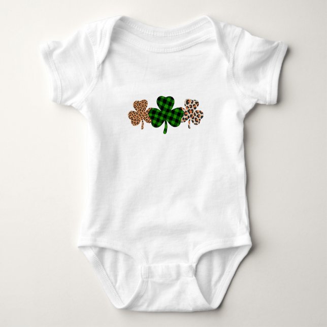 St Patricks Day Lucky Irish Grön Plaid Shamrock  T Shirt (Framsida)