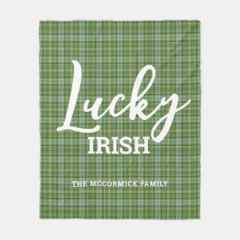 St patrick's day Lucky Irish Grönt Family Monogram Fleecefilt