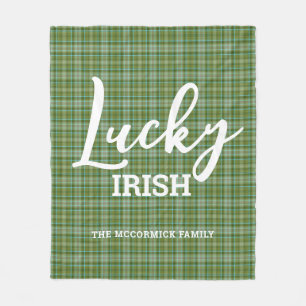 St patrick's day Lucky Irish Grönt Family Monogram Fleecefilt