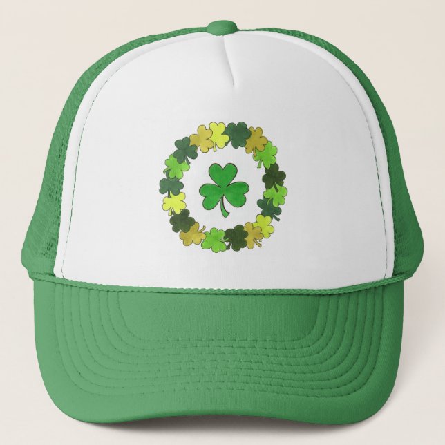 St. Patrick's Day Lucky Irish Grönt Shamrock Truckerkeps (Framsida)