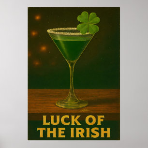 St. Patrick's Day Lucky Irish Klöver Martini Poster