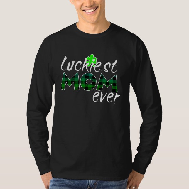 St Patricks Day Lucky Irish Shamrock C Lucky Mom M T Shirt (Framsida)