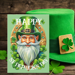 St patrick's day Lucky Leprechaun Gnome Hälsning Helgkort