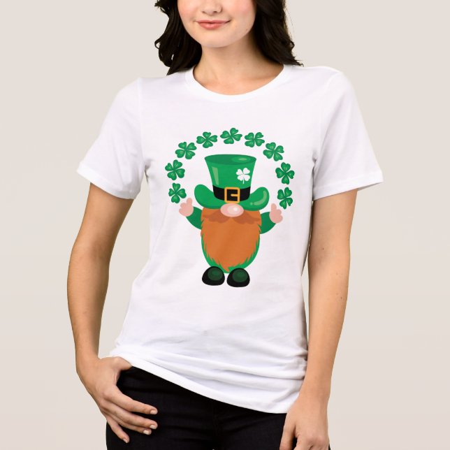 St. Patrick's Day Lucky Leprechaun Gnome T Shirt (Framsida)