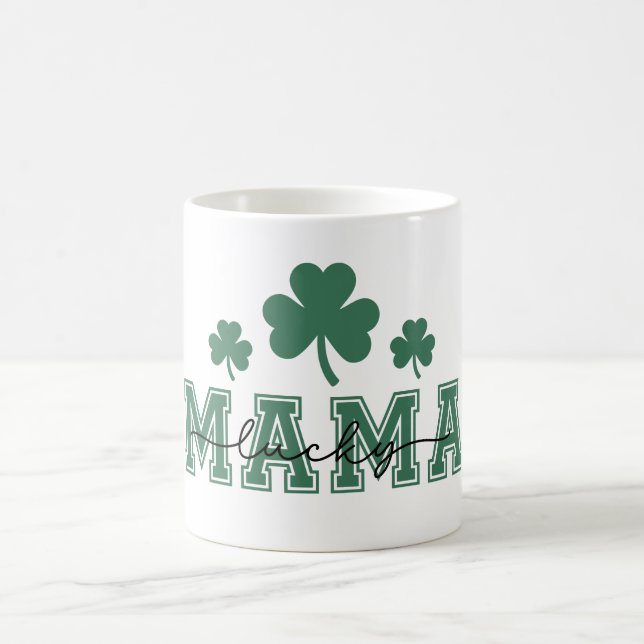 St. Patricks Day Lucky Mamma med Grönt Klöver Kaffemugg (Center)