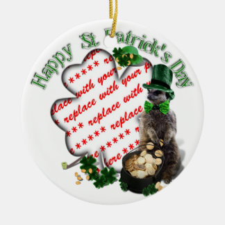 St patrick's day Lucky Meerkat Shamrock Ram Julgransprydnad Keramik