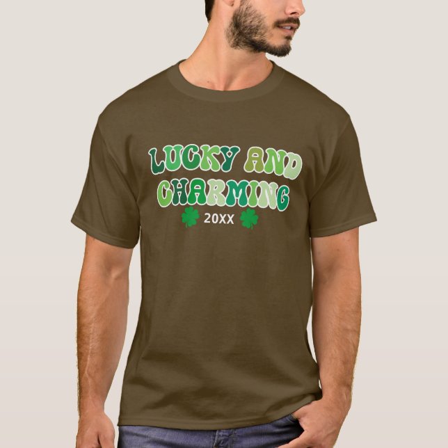 St patrick's day Lucky och Charming T-Shirt (Framsida)