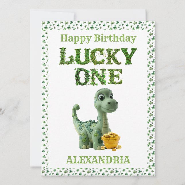 St patrick's day Lucky One Dinosaur Card (Framsida)