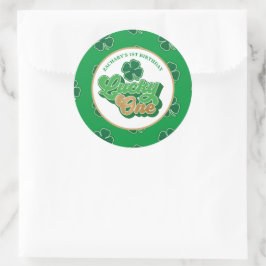 St. Patrick's Day Lucky One Första födelsedagsdeka Runt Klistermärke
