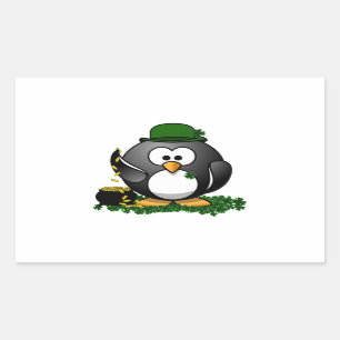 St. Patrick's Day Lucky Penguin med Pot of Guld Rektangulärt Klistermärke