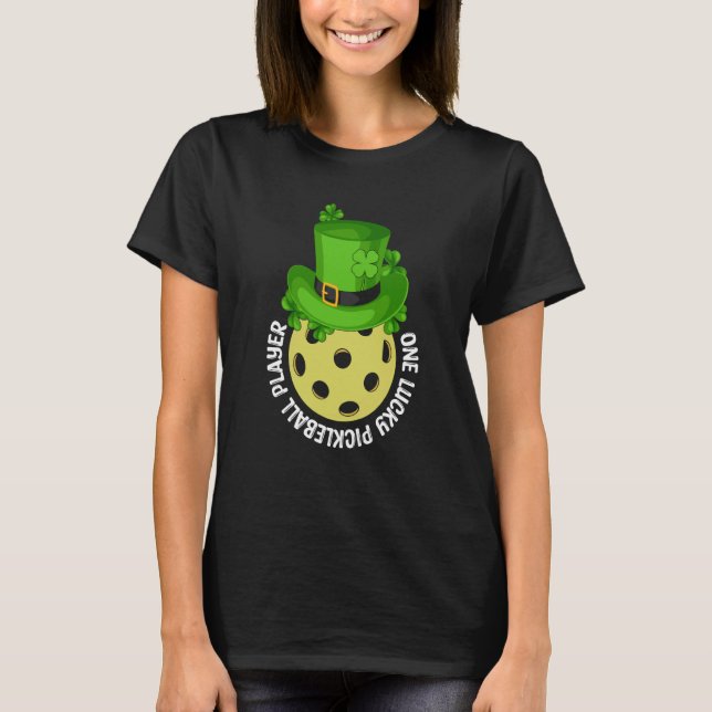 St patrick's day Lucky Pickleball Player T Shirt (Framsida)