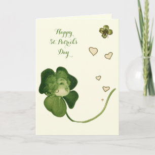 ST PATRICK'S DAY LUCKY SHAMROCK DAM MED HJÄRTA KORT