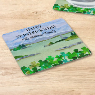 St patrick's day Lucky Shamrock Family Namn Underlägg Papper Kvadrat