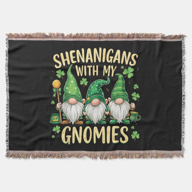 St Patricks Day Lucky Shamrock Gnome  Filt (Framsidan)