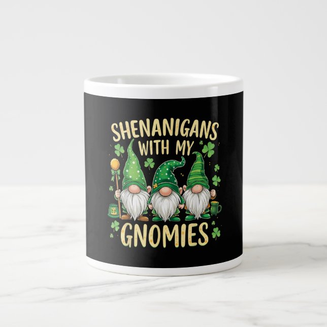 St Patrick's Day Lucky Shamrock Gnome  Jumbo Mugg (Framsidan)