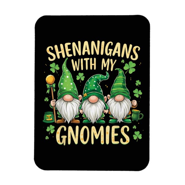 St Patricks Day Lucky Shamrock Gnome  Magnet (Vertikal)