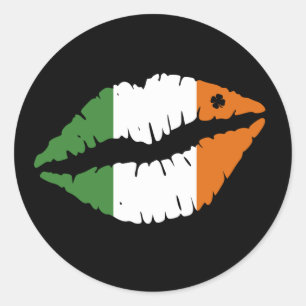 St patrick's day Lucky Shamrock Läppar Irish Runt Klistermärke
