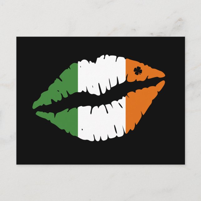 St patrick's day Lucky Shamrock Läppar Irish Vykort (Framsida)