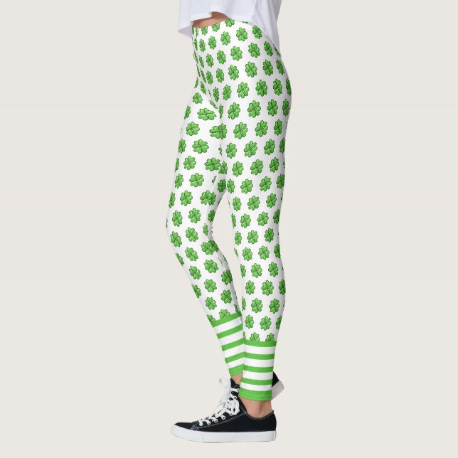 St. Patrick's Day Lucky Shamrock Leggings - Festiv (Vänster)