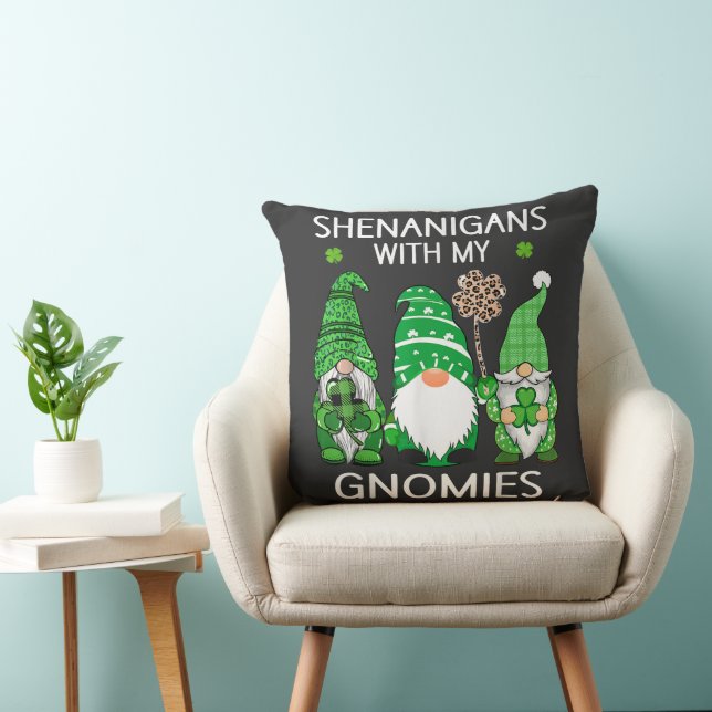St Patricks Day Lucky Shamrock Leopard Gnomer  Kudde (Stol)