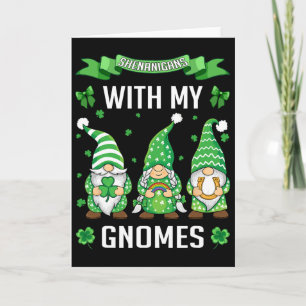 St Patricks Day Lucky Shamrock Leopard Gnomes Iris Kort