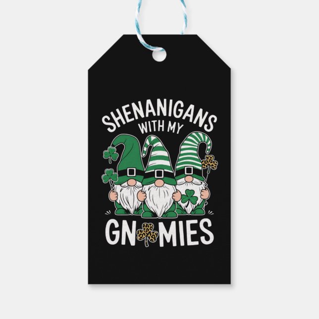 St patricks day Lucky Shamrock Leopard Gnomes Presentetikett (Baksidan)