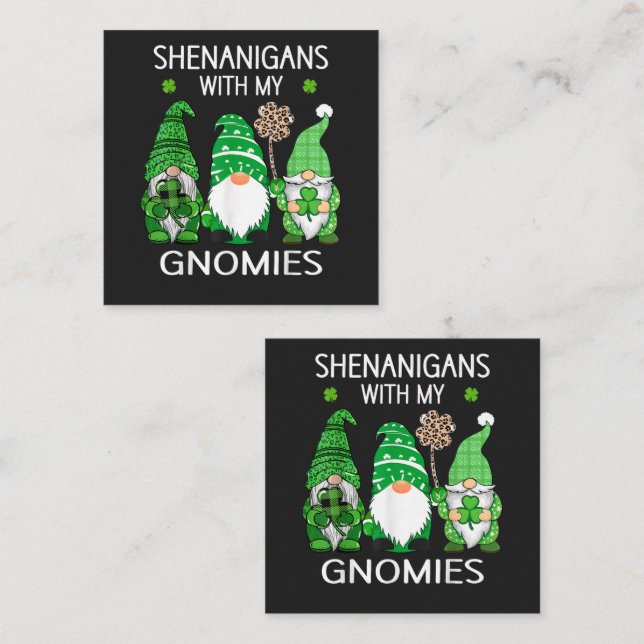 St Patricks Day Lucky Shamrock Leopard Tomtar  Fyrkantigt Visitkort (Fram/baksida)