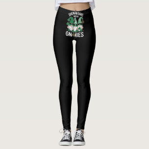 St Patricks Day Lucky Shamrock Leopard Tomtar Leggings