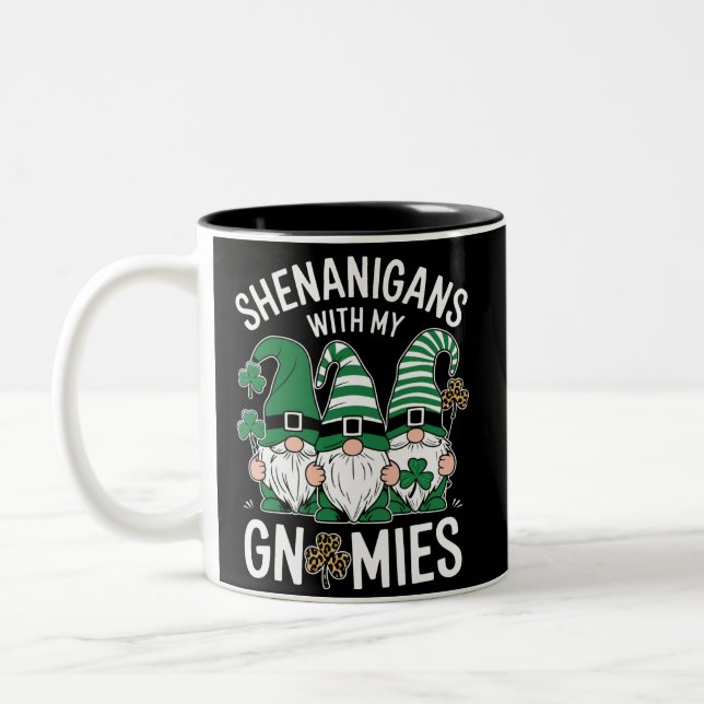 St Patricks Day Lucky Shamrock Leopard Tomtar  Två-Tonad Mugg (Vänster)