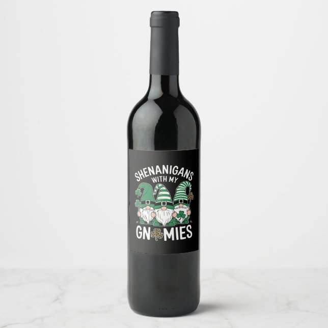 St Patricks Day Lucky Shamrock Leopard Tomtar  Vinflaska Etikett (Framsida)