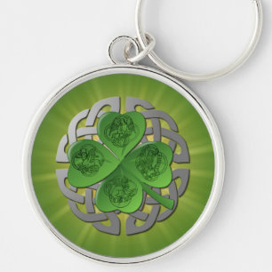 St. Patrick's Day Lucky Shamrock Rund Silverfärgad Nyckelring