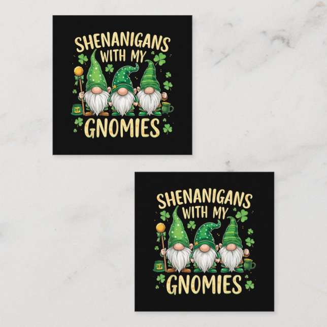 St Patricks Day Lucky Shamrock Tomte  Anteckningskort (Fram/baksida)