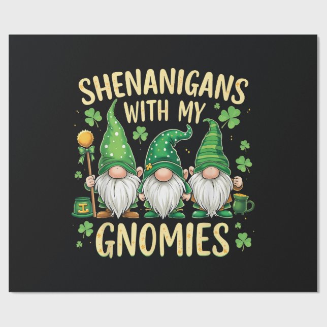 St Patrick's Day Lucky Shamrock Tomte  Presentpapper (Platt)