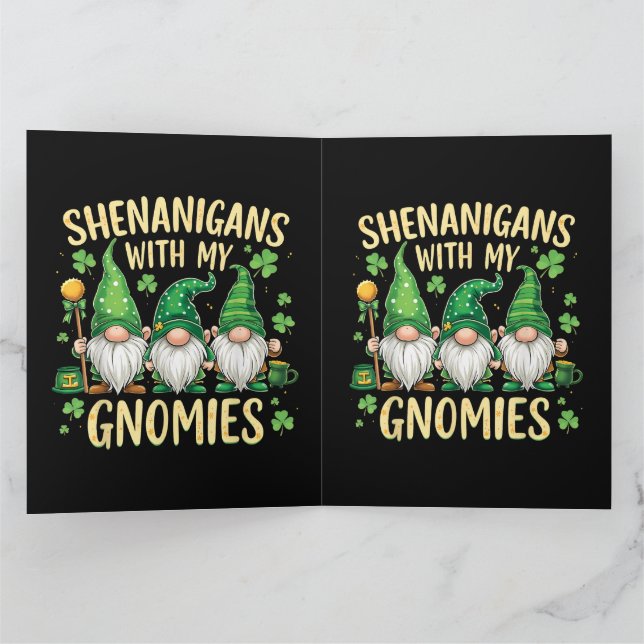St Patrick's Day Lucky Shamrock Tomte  Tack Kort (Inuti)