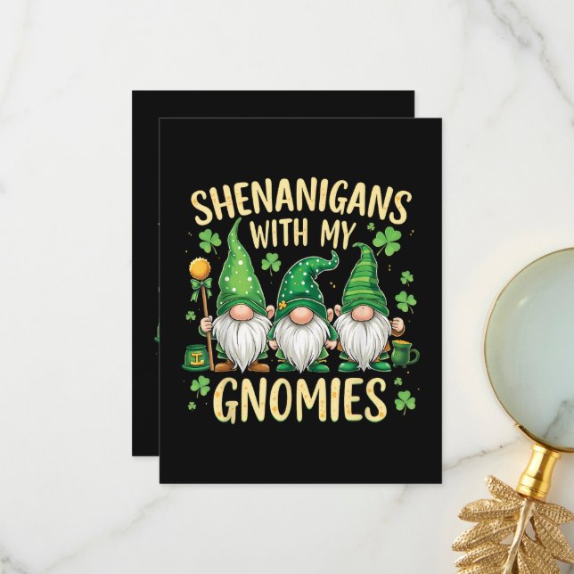 St Patrick's Day Lucky Shamrock Tomte  Tack Kort (Fram/Back In Situ)