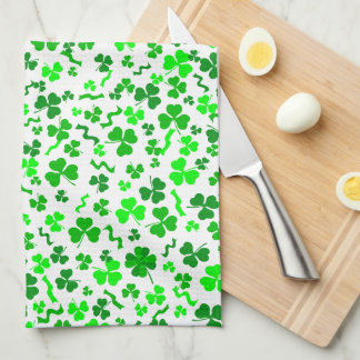 St Patrick's Day Lucky Shamrocks Confetti Pattern Kökshandduk
