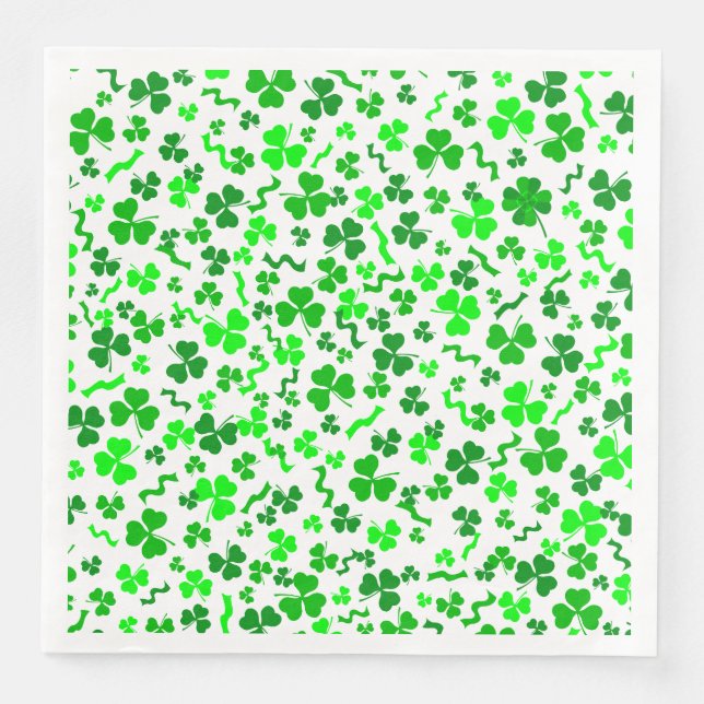 St Patrick's Day Lucky Shamrocks Confetti Pattern Pappersservett (Framsida)
